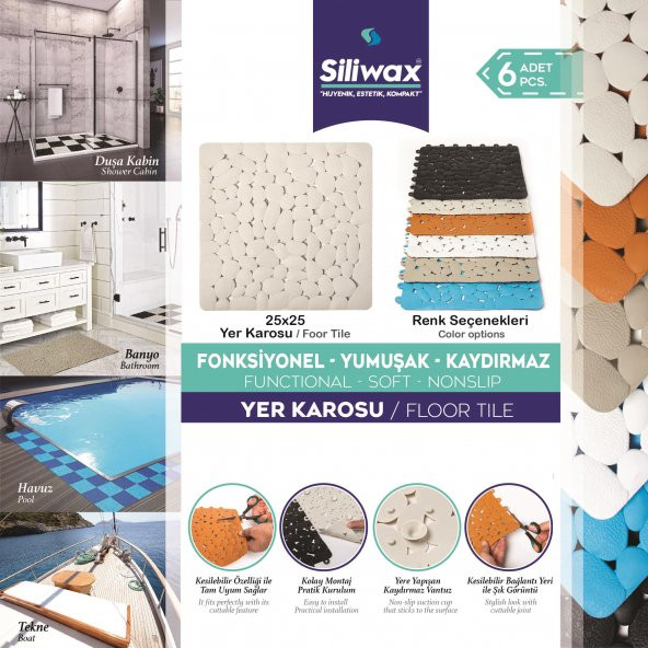 6Lİ SİLİKON YER KAROSU-BEYAZ - 5