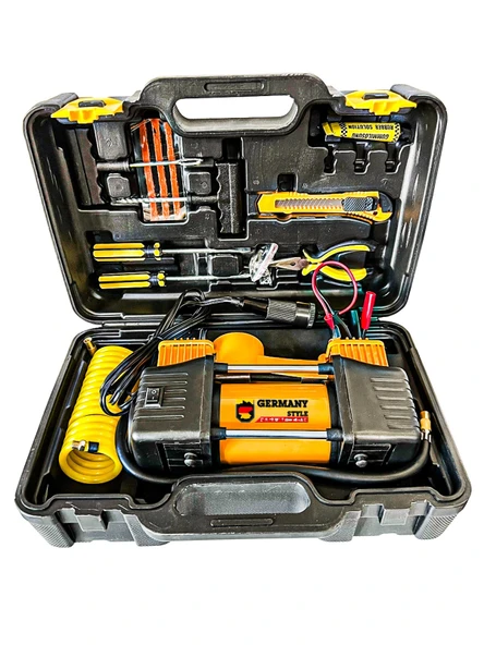 Germany Style Çift Pistonlu 12 V 150 Psi 85 Lt Araç Araba Lastik Bot Şişirme Kompresörü Lastik Tamir Kiti Hediye - 6