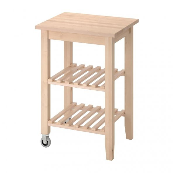 IKEA Bekvam Tekerlekli Servis Arabası - Sehpası - Huş / Ahşap - 58 x 50 x 85 cm