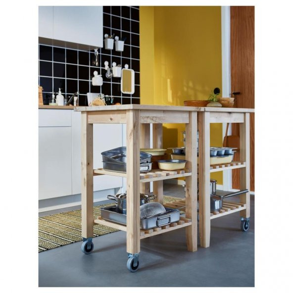 IKEA Bekvam Tekerlekli Servis Arabası - Sehpası - Huş / Ahşap - 58 x 50 x 85 cm - 3