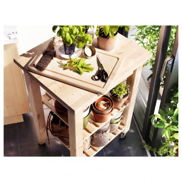 IKEA Bekvam Tekerlekli Servis Arabası - Sehpası - Huş / Ahşap - 58 x 50 x 85 cm - 5