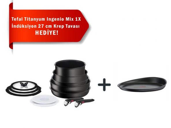 Tefal Ingenio Exception Titanyum 6X Büyük Set 12 Parça + Krep Tavası Hediyeli!
