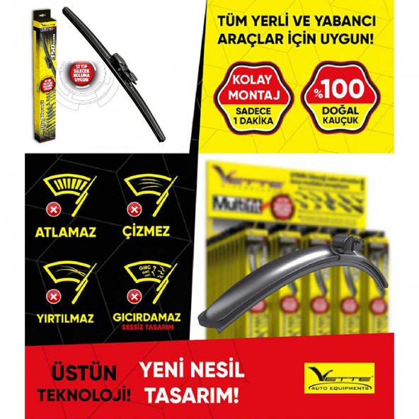Vette Plus Multifit Araba Araç Otomobil Oto Ön Cam Arka Cam Silecek Muz Sileceği 480 mm 39686 - 7