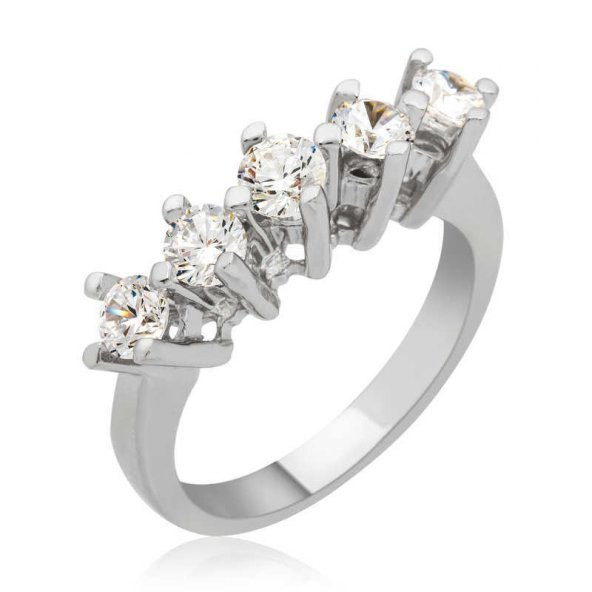 Gümüş Uzun Tırnaklı 5 Taş Bayan Yüzük SL1235