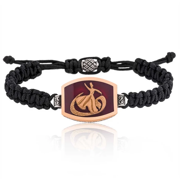 Gümüş Semazen Vav Desenli Makrome Erkek Bileklik SL1403