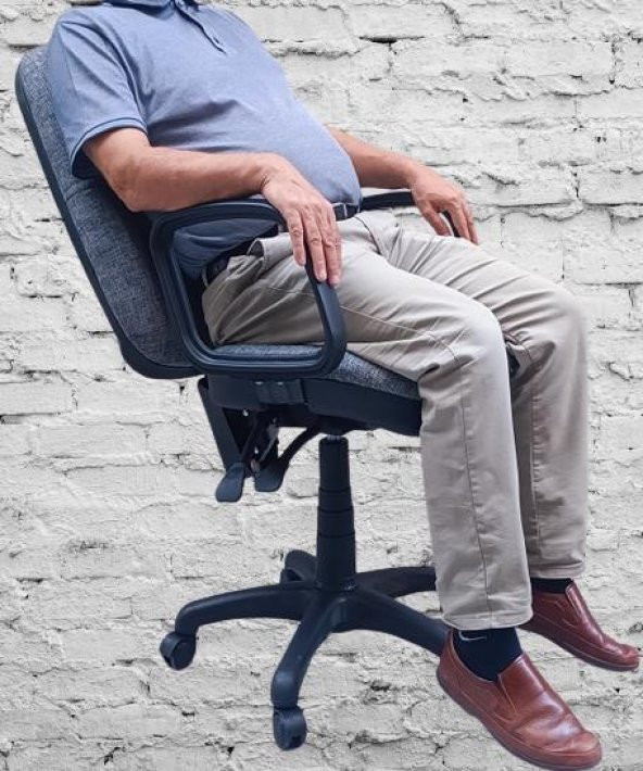 Çalışma Koltuk 90217 dökme sünger GRİ keten kumaş Sırtı Hareket Ayarlı El Yapım - 4