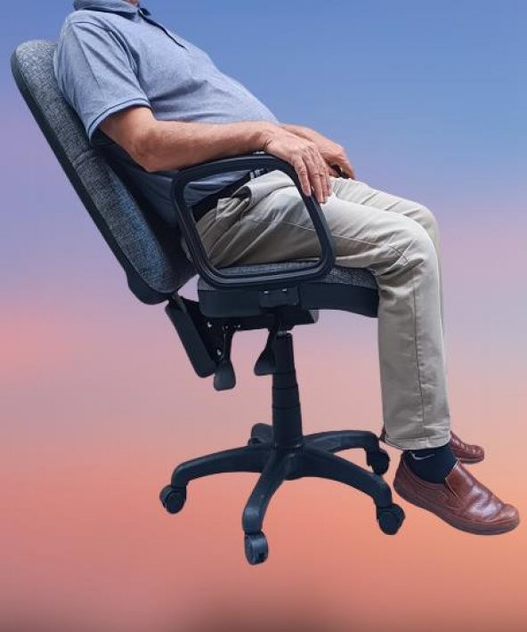 Çalışma Koltuk 90217 dökme sünger GRİ keten kumaş Sırtı Hareket Ayarlı El Yapım - 5