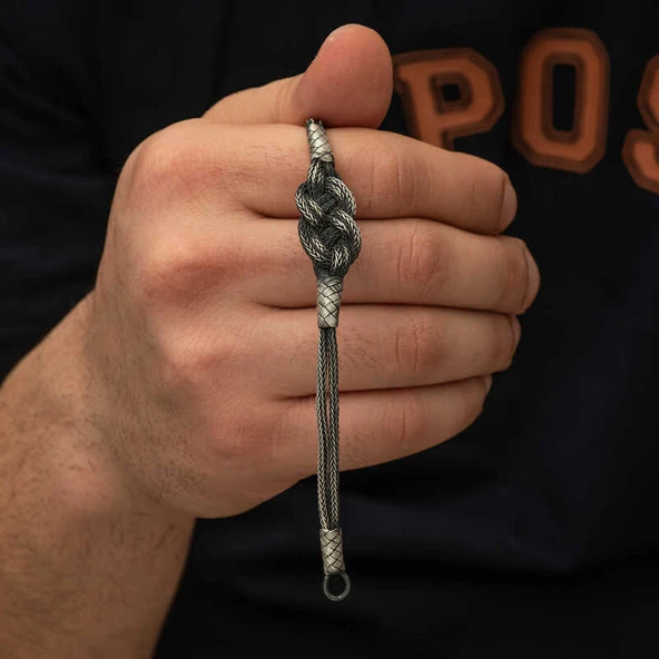 Gümüş Kazaziye Örgü Bileklik  SL5181 - Resim 10