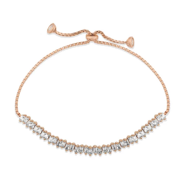 Gümüş Rose Baget Taşlı Su Yolu Asansör Bileklik SL3329 - Resim 4