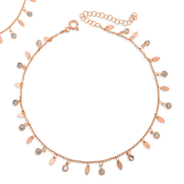 Gümüş Rose Taşlı Ve Pullu Halhal SL3237