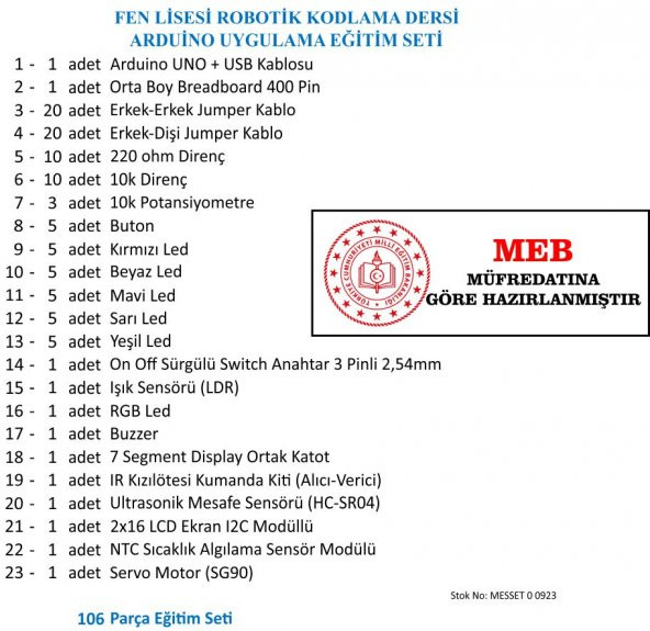 FEN LİSESİ ROBOTİK KODLAMA DERSİ ARDUİNO UYGULAMA EĞİTİM SETİ - 2