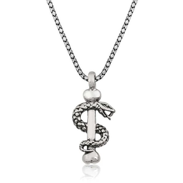 Gümüş Yılan Erkek Kolye  SL3281