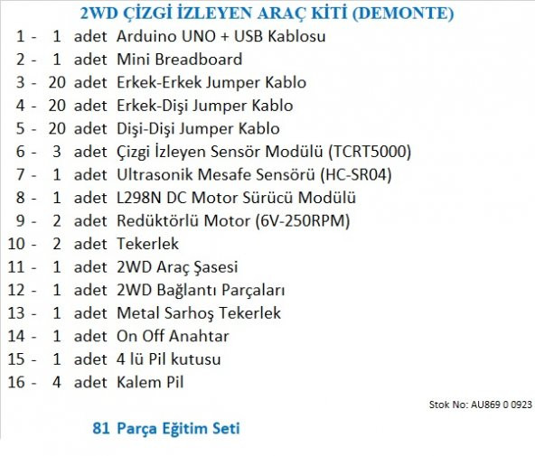 2WD ÇİZGİ İZLEYEN ARAÇ KİTİ (DEMONTE) - 2