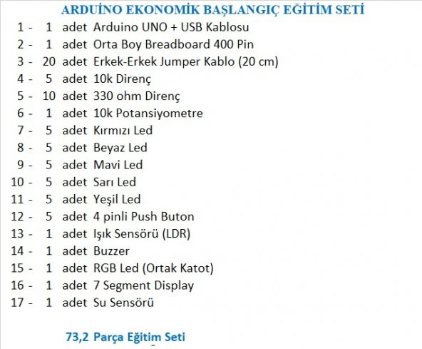 ARDUİNO EKONOMİK BAŞLANGIÇ EĞİTİM SETİ - 2