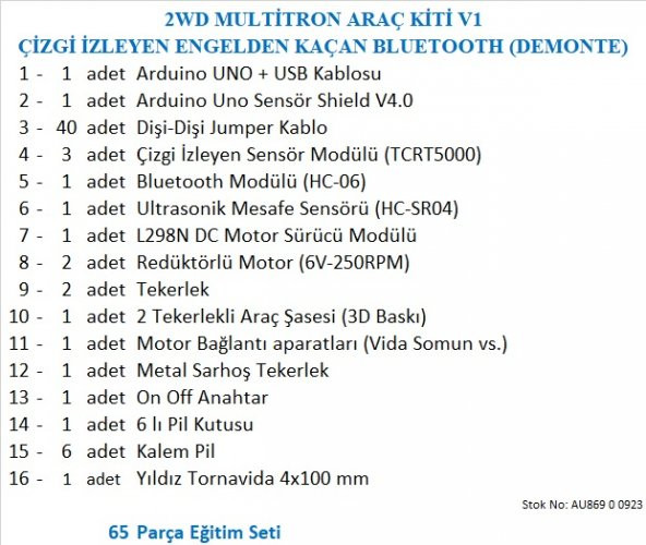 2WD MULTİTRON ARAÇ KİTİ V1ÇİZGİ İZLEYEN ENGELDEN KAÇAN BLUETOOTH (DEMONTE) - 4