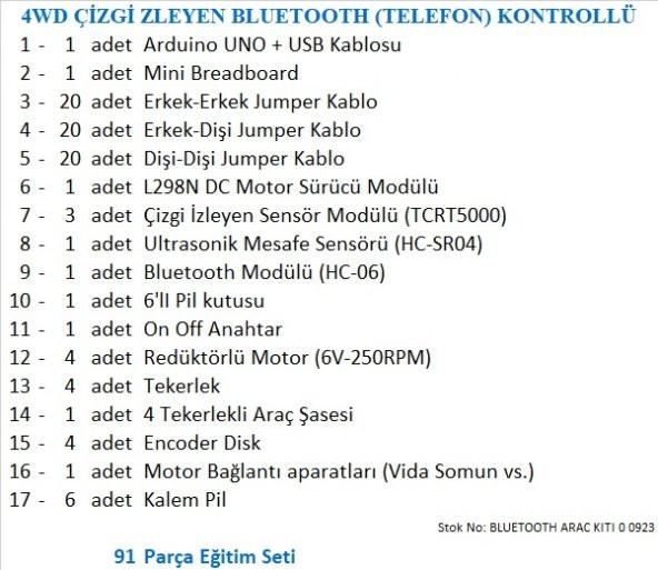 4WD ÇİZGİ İZLEYEN BLUETOOTH (TELEFON) KONTROLLÜ ARAÇ KİTİ (DEMONTE) - 2