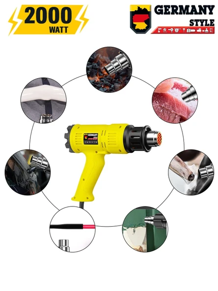 Germany Style GRM9001 Sıcak Hava Tabancası Dijital Isı Göstergeli 2000 Watt Hem Sıcak Hem Soğuk - 3