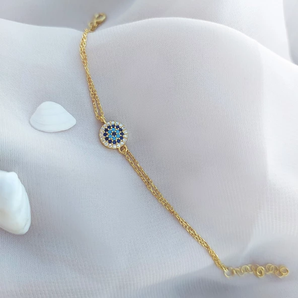 Vaoov 925 Ayar Gümüş Gold Nazar Bileklik - Resim 5