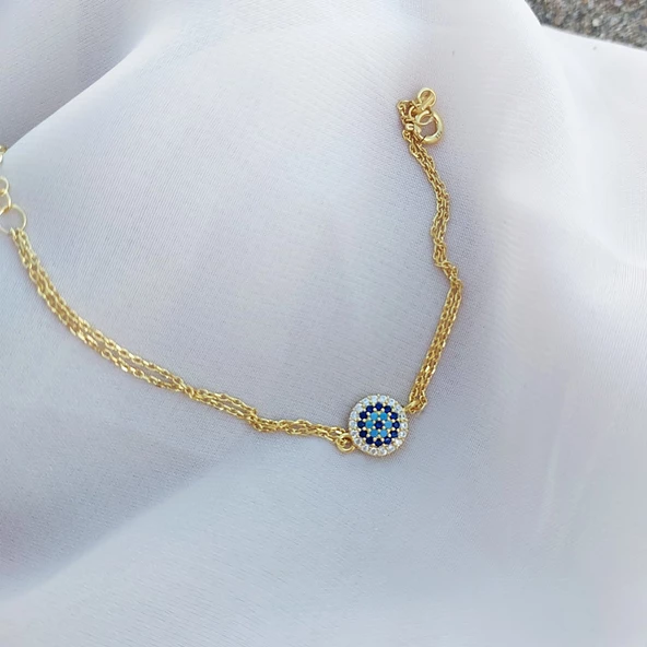 Vaoov 925 Ayar Gümüş Gold Nazar Bileklik - Resim 3