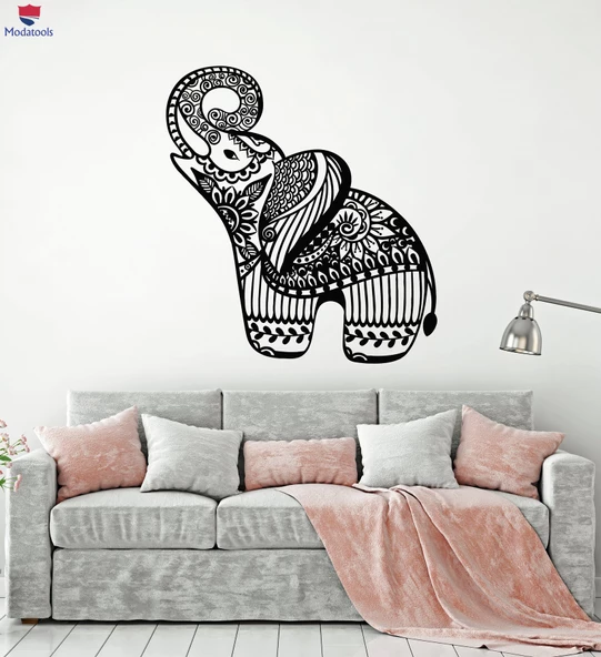 Oturma Odası, Yatak Odası Duvar Sticker Küçük Fil Süsleme Hayvan Desenleri Çiçekler Çıkartmalar - 1