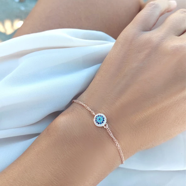 Vaoov 925 Ayar Gümüş Rose Nazar Bileklik ürün görseli