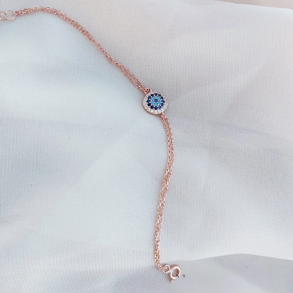 Vaoov 925 Ayar Gümüş Rose Nazar Bileklik - Resim 6