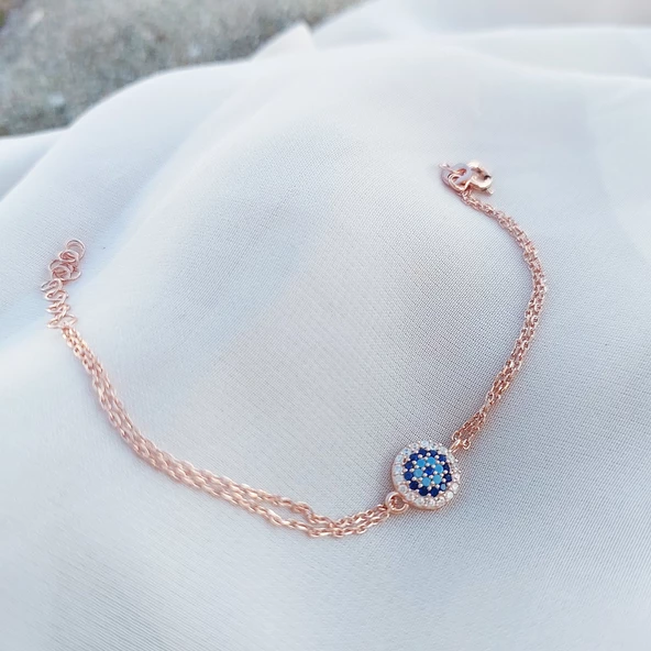 Vaoov 925 Ayar Gümüş Rose Nazar Bileklik - Resim 2