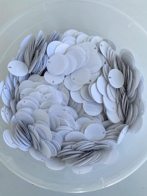 Yuvarlak Elbise Pvc Payet Pul Beyaz 30mm 625 Gram - 6