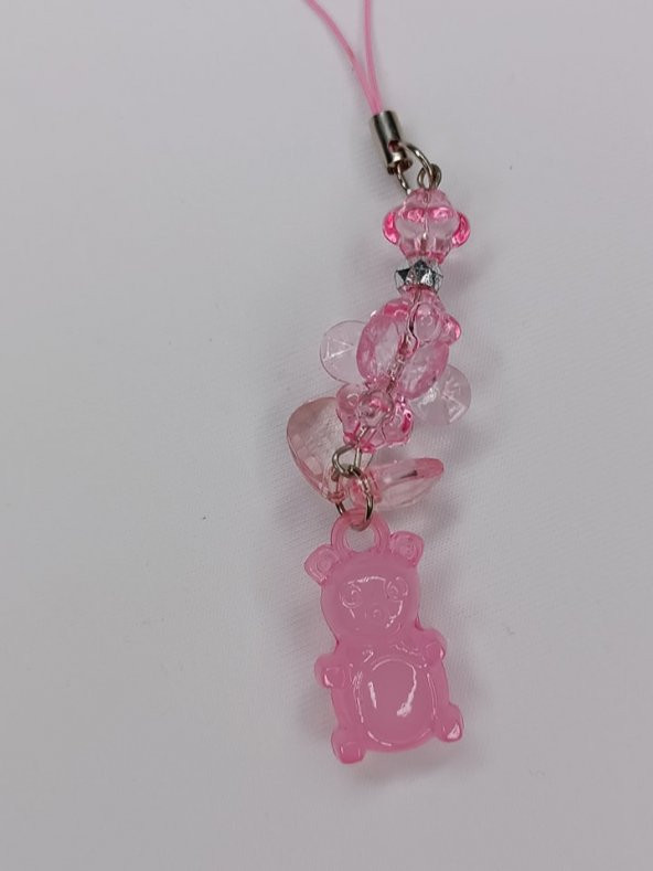 Jelibon Ayıcık Telefon Askısı Çanta Cüzdan Süsü Açık Pembe 011 - 2