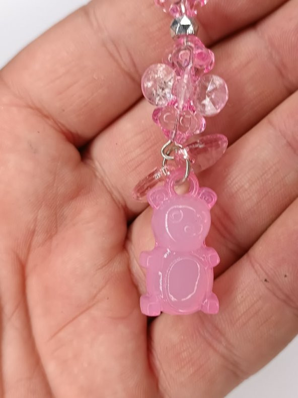 Jelibon Ayıcık Telefon Askısı Çanta Cüzdan Süsü Açık Pembe 011 - 4