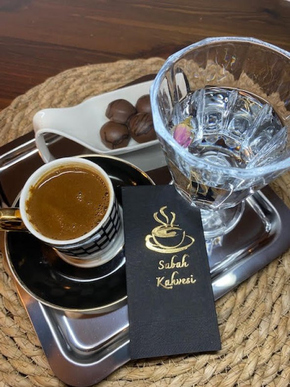 Gold Yaldızlı Siyah Sabah Kahvesi Peçete 6x12 cm