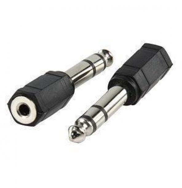 Stereo 6.3 mm Erkek - 3.5 mm Dişi Çevirici - Siyah
