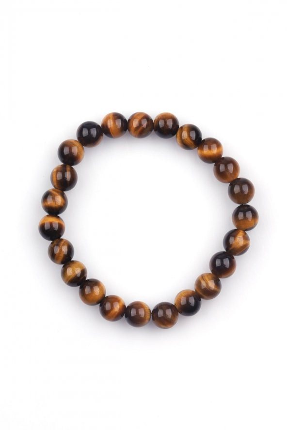 Kaplan Gözü Doğal Taş 8 mm Küre Kesim Bileklik - Resim 2