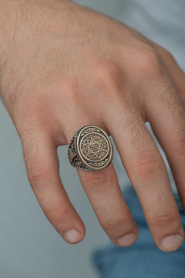 Gümüş Süleyman Mührü Erkek Yüzük  SL4449 - Resim 2