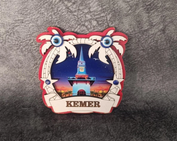 Magnet Kule Saat Martı Nazar Göz Palmiye Deniz Balık Bayrak Buzdolabı Süsü Ahşap Magnet Mıknatıslı Hediyelik Eşya - 1