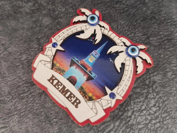 Magnet Kule Saat Martı Nazar Göz Palmiye Deniz Balık Bayrak Buzdolabı Süsü Ahşap Magnet Mıknatıslı Hediyelik Eşya - 2