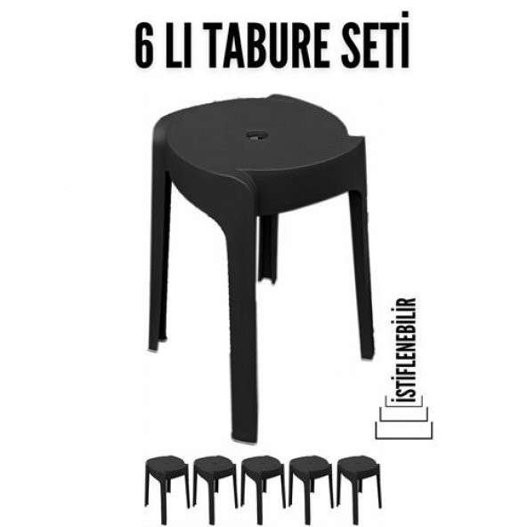 Transformacion İstiflenebilir 6 lı Tabure I.Bottega Design SİYAH 718504
