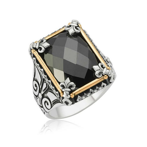 Gümüş Siyah Taşlı Erkek Yüzük  SL2422 ürün görseli