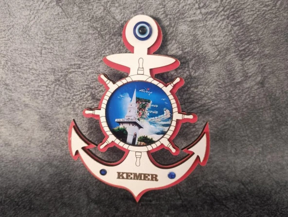 Magnet Gemi Çapa Kule Deniz Nazar Göz Buzdolabı Süsü Ahşap Magnet Mıknatıslı Hediyelik Eşya
