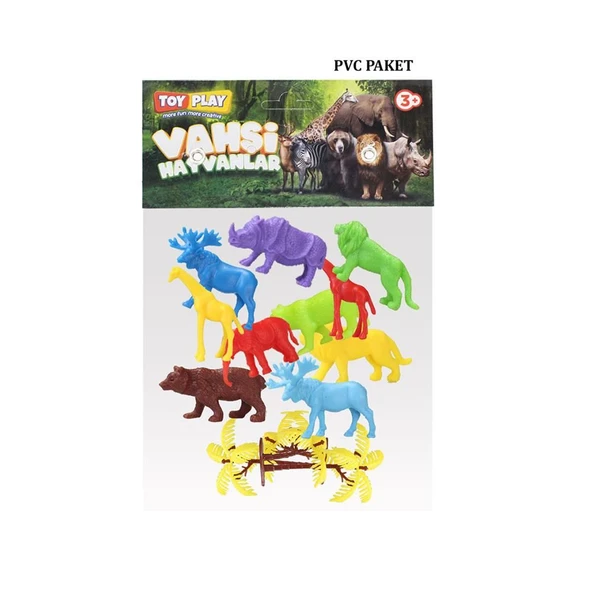 669 Toy Play 12 Parça Renkli Mini Vahşi Hayvanlar Figür Seti 4-6 cm - 5