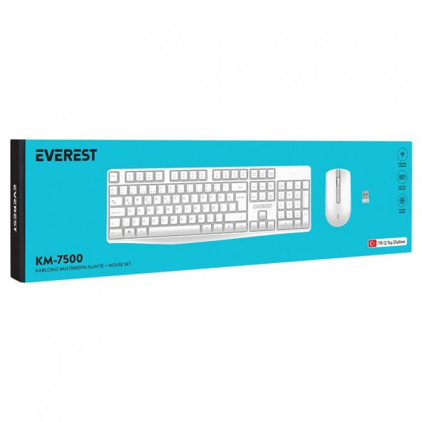 Everest KM-7500 Beyaz Kablosuz Q Multimedia Klavye + Mouse Set - 2