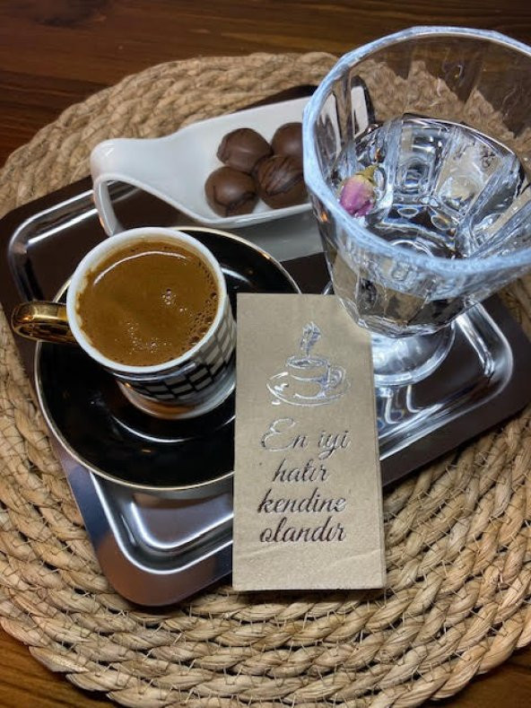 Gümüş Yaldızlı Kraft En İyi Hatır Kendine Olandır Peçete 6x12 cm
