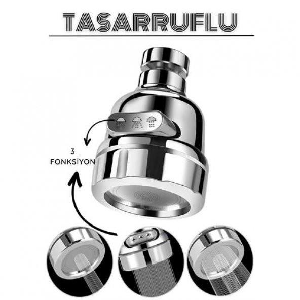TransForMacion 3 Fonksiyonlu Tasarruflu Musluk Başlığı Krom 715305