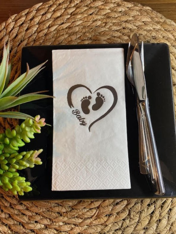 Gümüş Yaldızlı Beyaz Baby Ayaklı Peçete ürün görseli 1