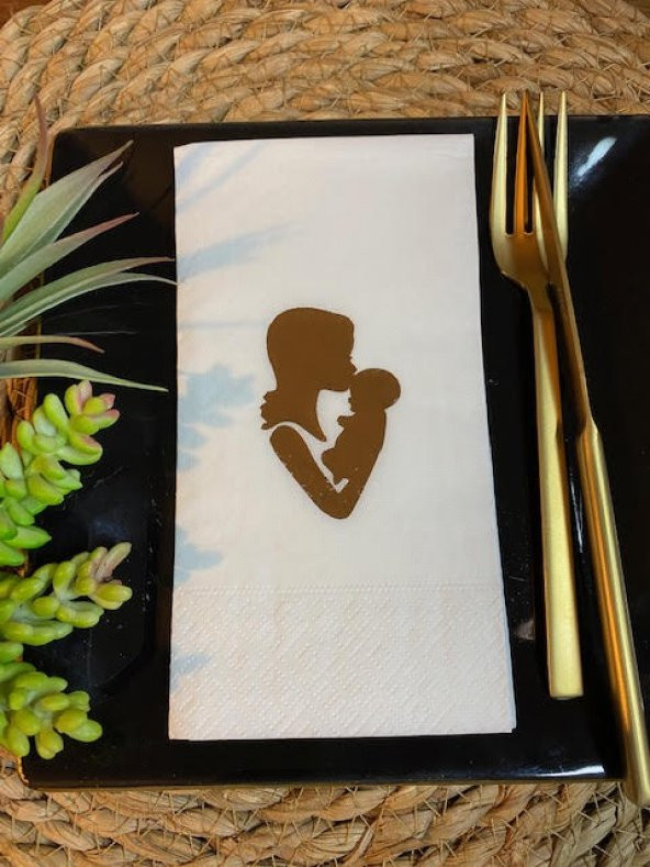 Gold Yaldızlı Beyaz Anne Bebek Peçete ürün görseli 1