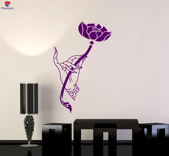 Oturma Odası, Yatak Odası Duvar Sticker Lotus Çiçeği El Yoga Stüdyosu Budizm Hinduizm Çıkartmalar Benzersiz Hediyelik ürün görseli