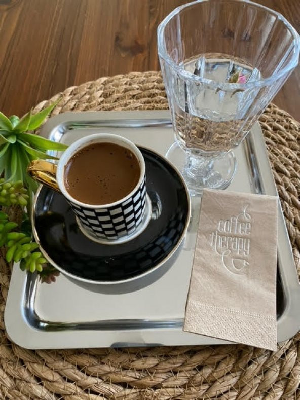 Gümüş Yaldızlı Kraft Coffee Therapy Peçete 6x12 cm