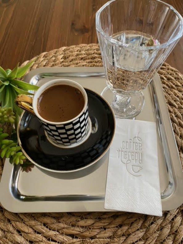 Gümüş Yaldızlı Beyaz Coffee Therapy Peçete 6x12 cm ürün görseli 1