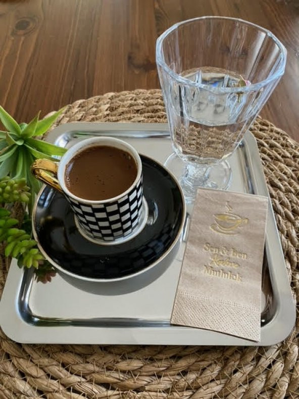 Gold Yaldızlı Kraft Sen ve Ben Kahve Mutluluk Peçete 6x12 cm