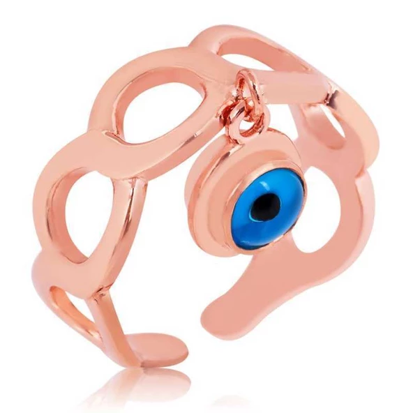 Gümüş Rose Ayarlamalı Nazar Göz Bayan Yüzük SL2689 ürün görseli